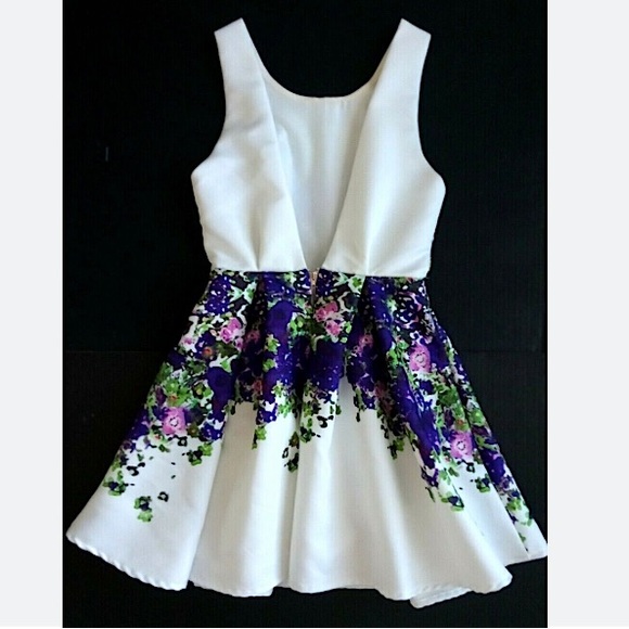 ANTHROPOLOGIE #133 Floral Print Fit & Flare Neoprene Dress XS 0 2 - Picture 4 of 6